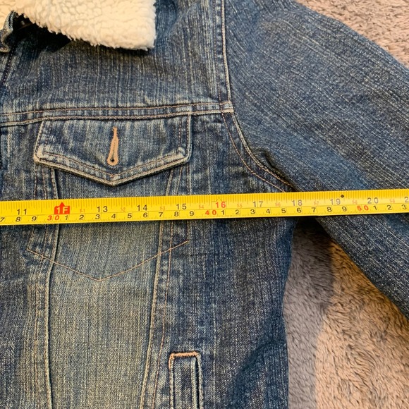 Plugg Womens Denim Sherpa Lined Trucker Jacket Blue Size L Y2K - Picture 5 of 8